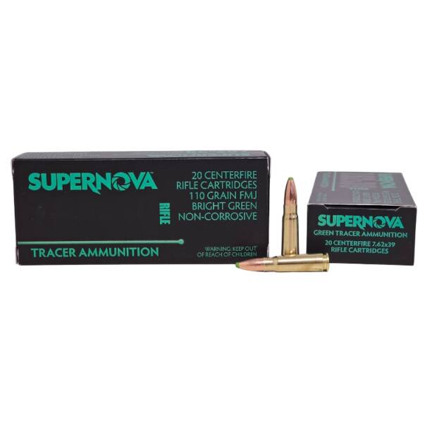 Supernova 7.62x39 123GR GREEN Tracer Ammunition 1000rnd case