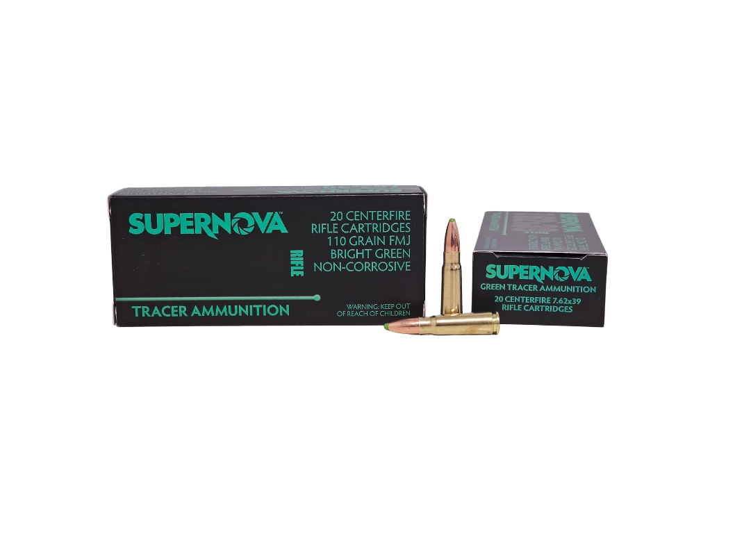 Supernova 7.62x39 123GR GREEN Tracer Ammunition 1000rnd case