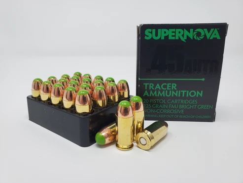 Supernova 45acp 225gr GREEN Tracer ammunition 1000rnd case