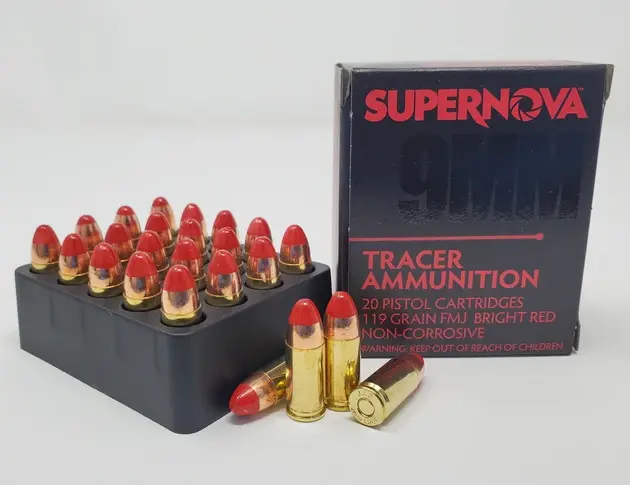 Supernova 9mm 119gr RED Tracer Ammunition 1000rnd case