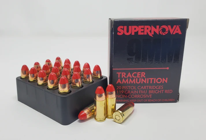 Supernova 9mm 119gr RED Tracer Ammunition 1000rnd case